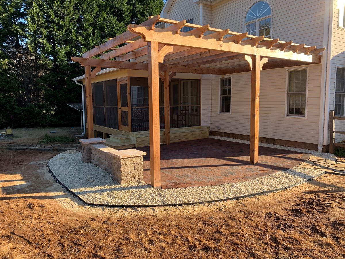 Screen porch pergola patio project in greensboro nc after